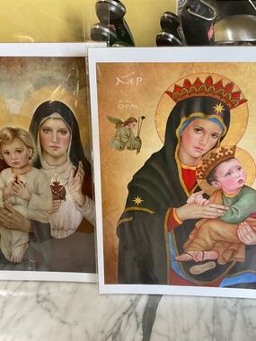 Pair of 2 Saint prints by artist Tracy L. Christianson, 8”x10”